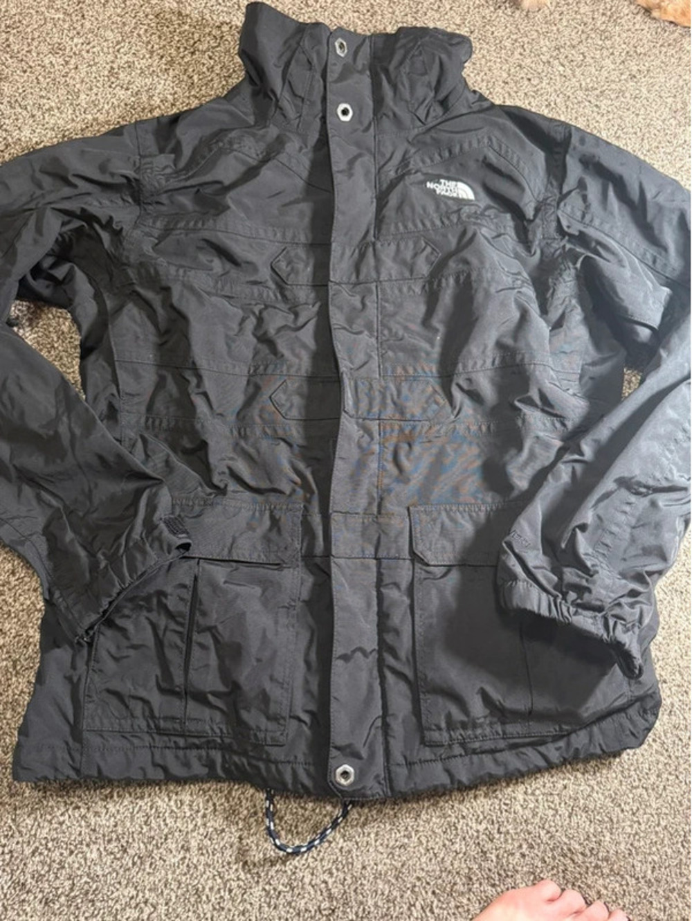The North Face Women’s Black Rain Jacket Missing Hood Plaid Cuff Mesh Lined